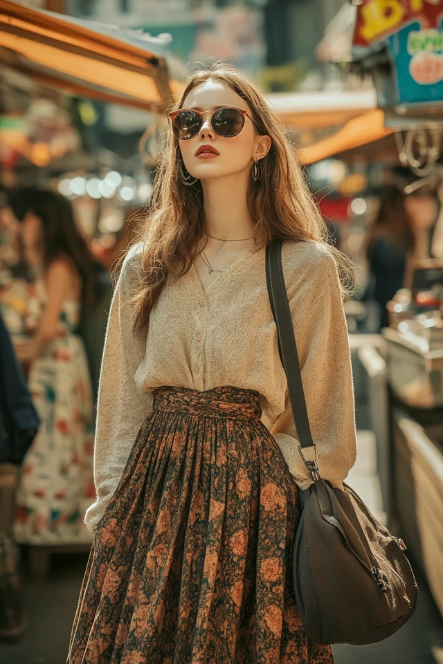 Chic Vintage Shopping Outfits with Flowy Midi Skirts: Timeless Elegance for Treasure Hunting - photo 6