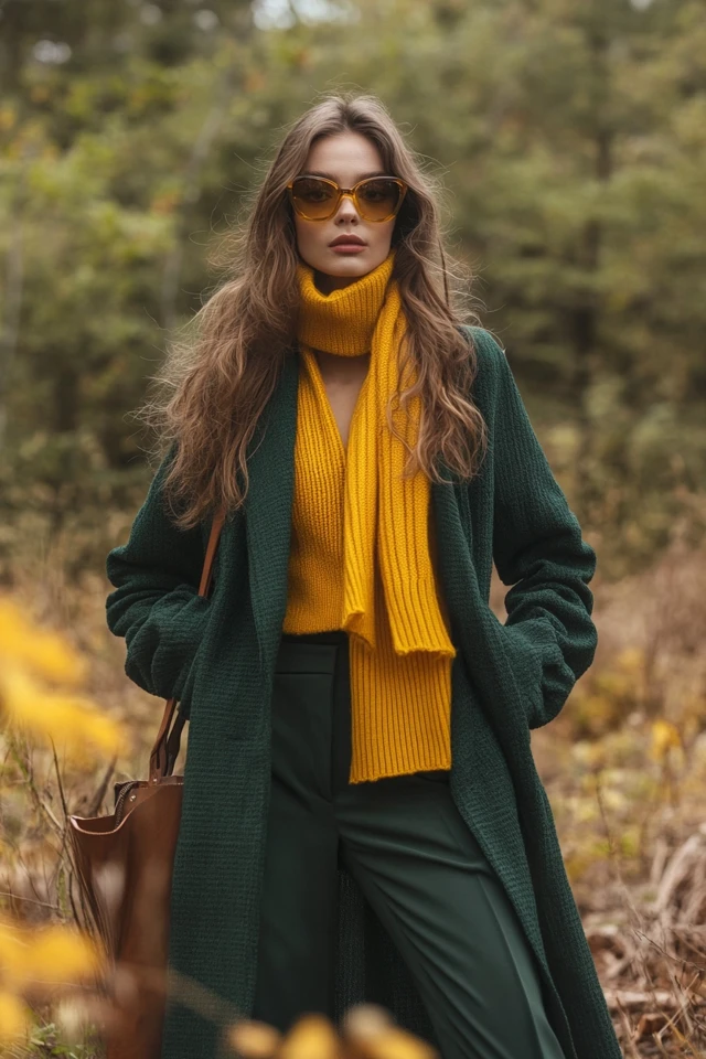 Golden Yellow and Deep Forest Green Pairings for Outerwear - photo 6