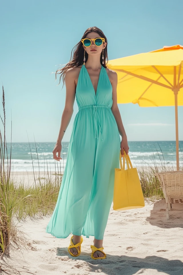Aqua Blue and Bright Yellow Pairings for Beach Looks - photo 5