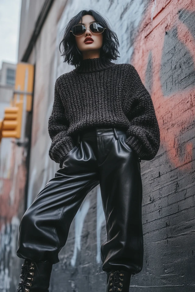 Leather and Knit Sweaters for Edgy Streetwear - photo 6