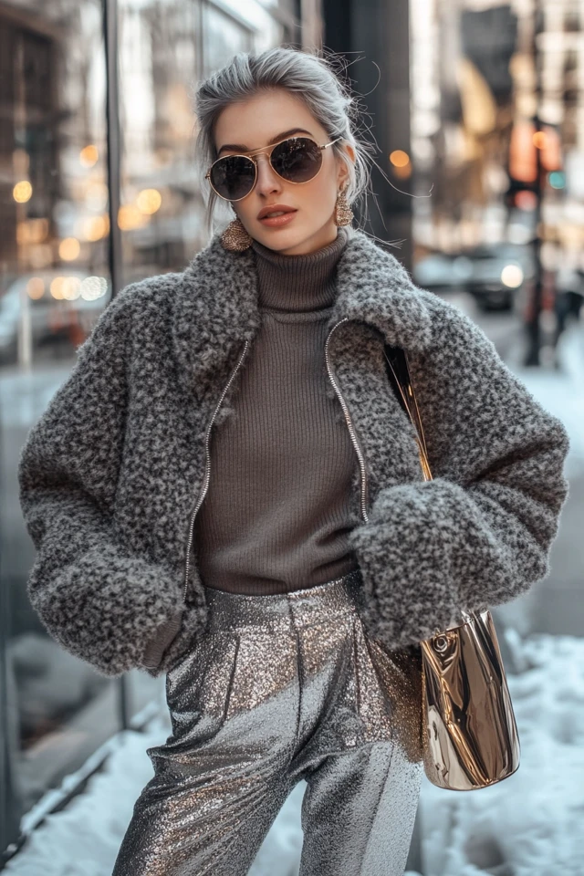 Combining Fleece and Metallics for Chic Winter Layers - photo 6