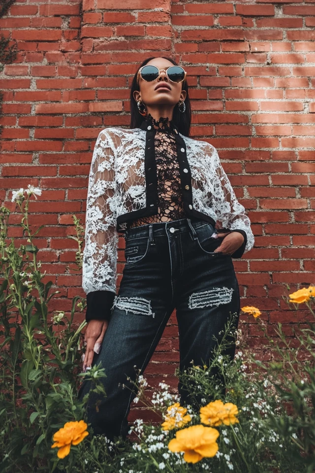 Pairing Sheer Lace with Heavy Denim in Unique Jackets - photo 6
