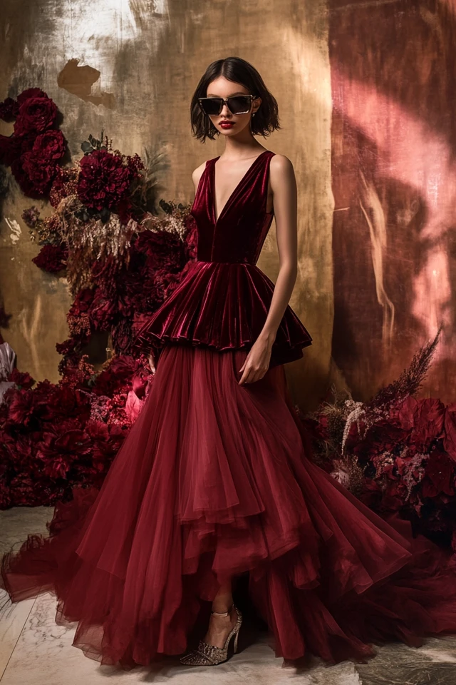 Mixing Velvet and Chiffon for Statement Gowns - photo 6