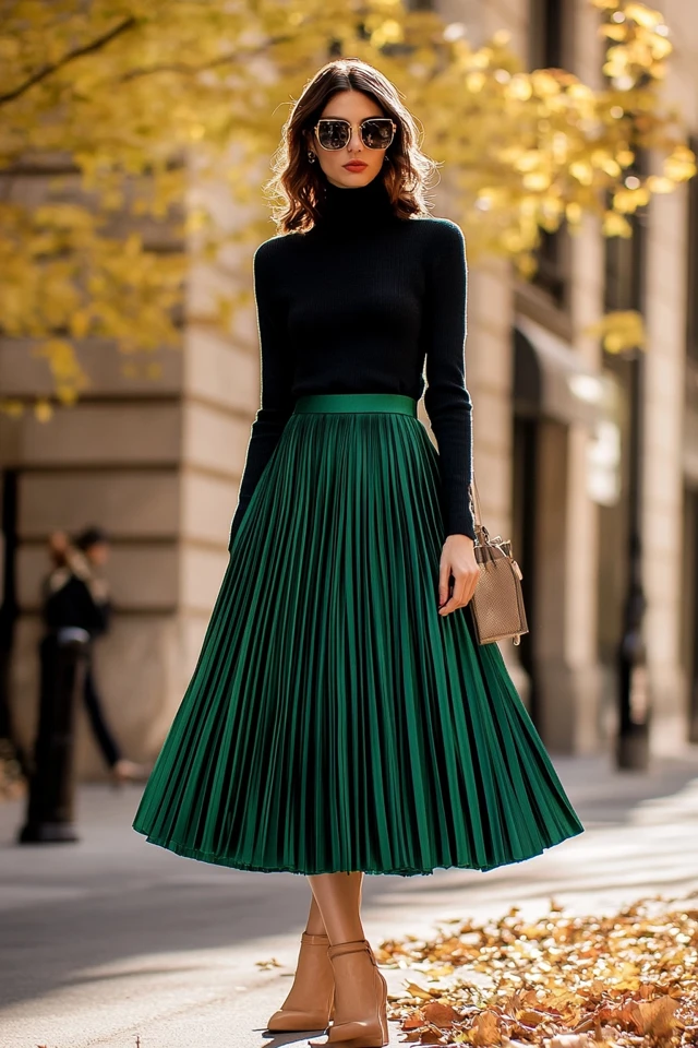 Pleated Midi Skirts in Jewel Tones for Fall - photo 6