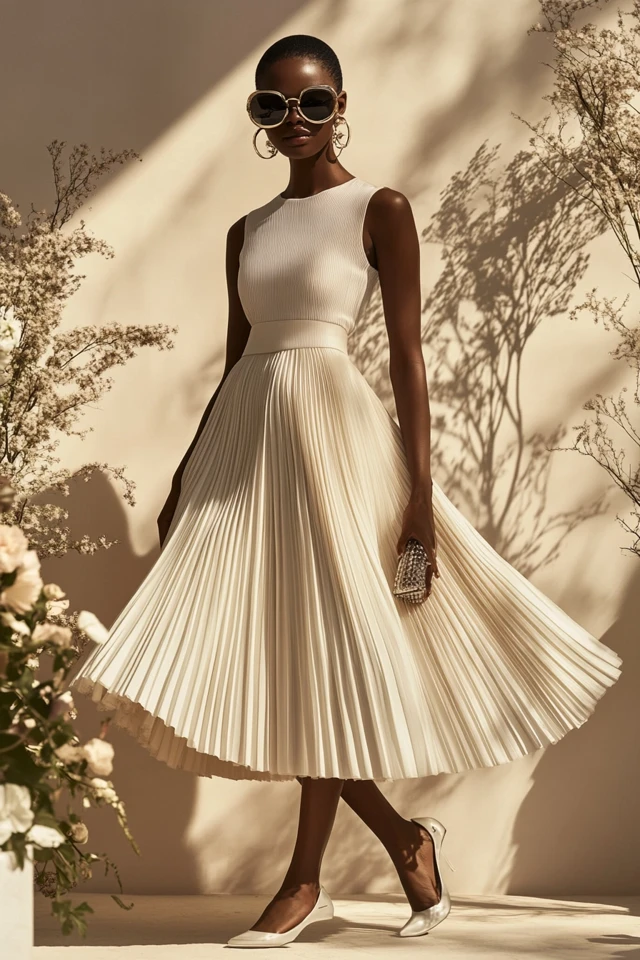 Pleated Dresses with Fit-and-Flare Shapes - photo 6