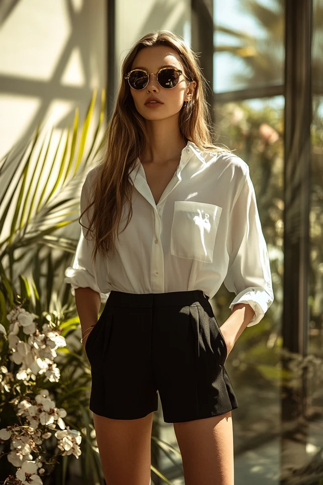 High-Rise Shorts with Tailored Lines - photo 6
