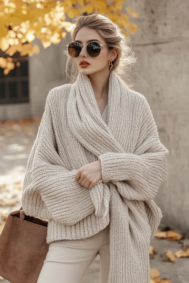 Stylish Knit Sweater Wraps for Dry and Cold Weather - photo 2