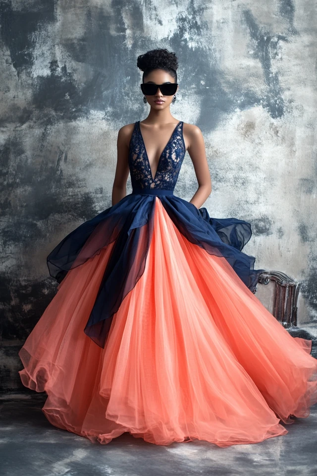 Accessorizing Coral and Midnight Blue Gowns: - photo 3