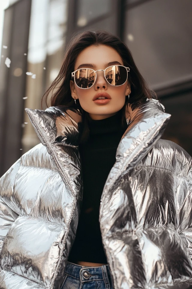 Metallic Puffer Jackets for Winter Street Style - photo 6