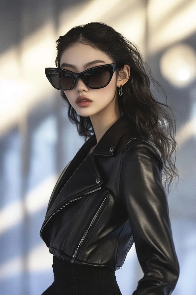 Cropped Leather Jackets with Sculpted Lines - photo 6