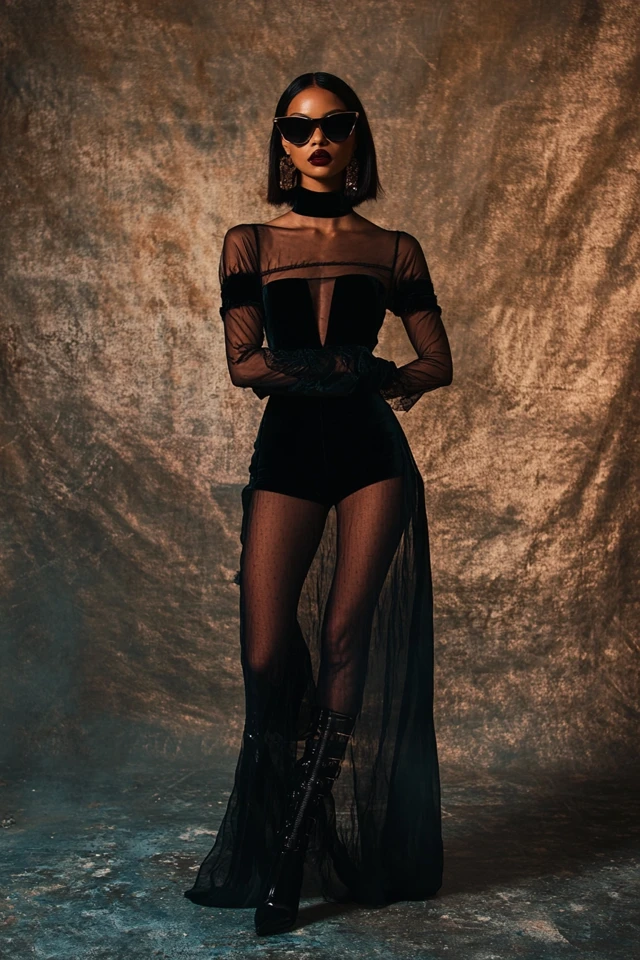 Mixing Sheer Mesh and Velvet for Dramatic Party Dresses: The Perfect Blend of Elegance and Edge - photo 6