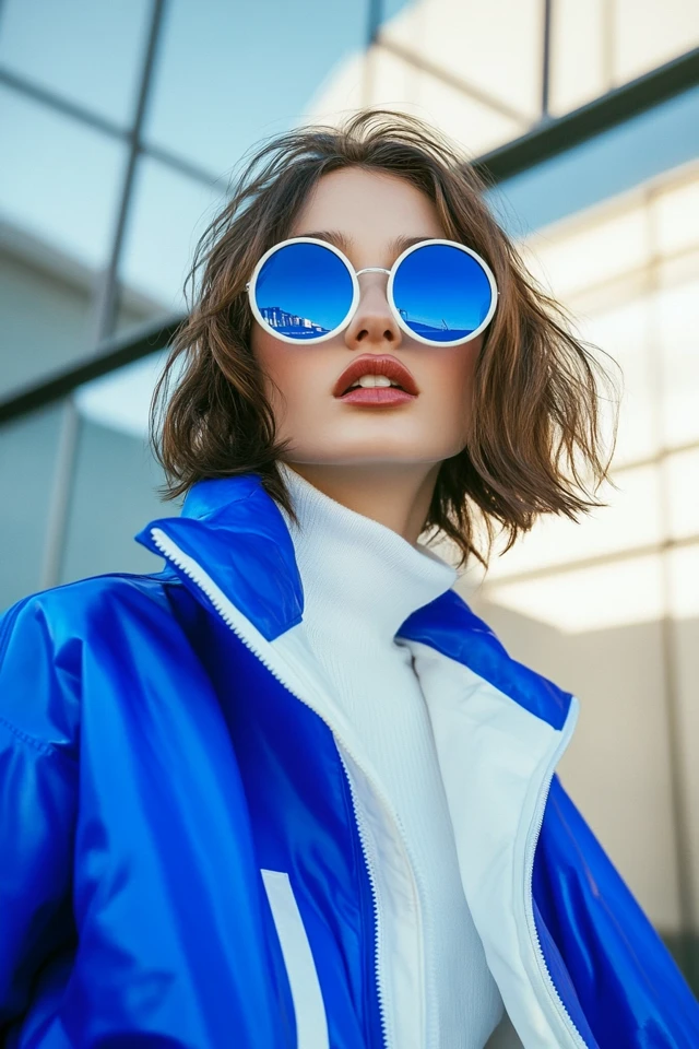 Mixing Cool White and Bold Cobalt in Statement Jackets - photo 6