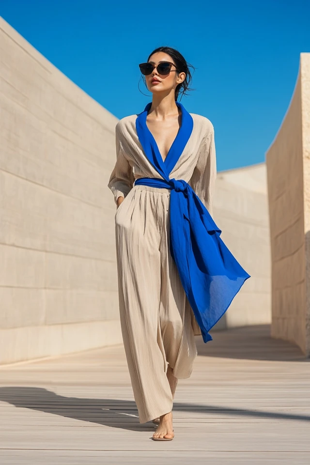 Neutral Beige and Cobalt Blue: Creating Relaxed and Effortless Summer Looks - photo 6