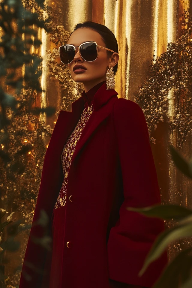 Rich Burgundy and Gold Accents for Statement Outerwear - photo 6