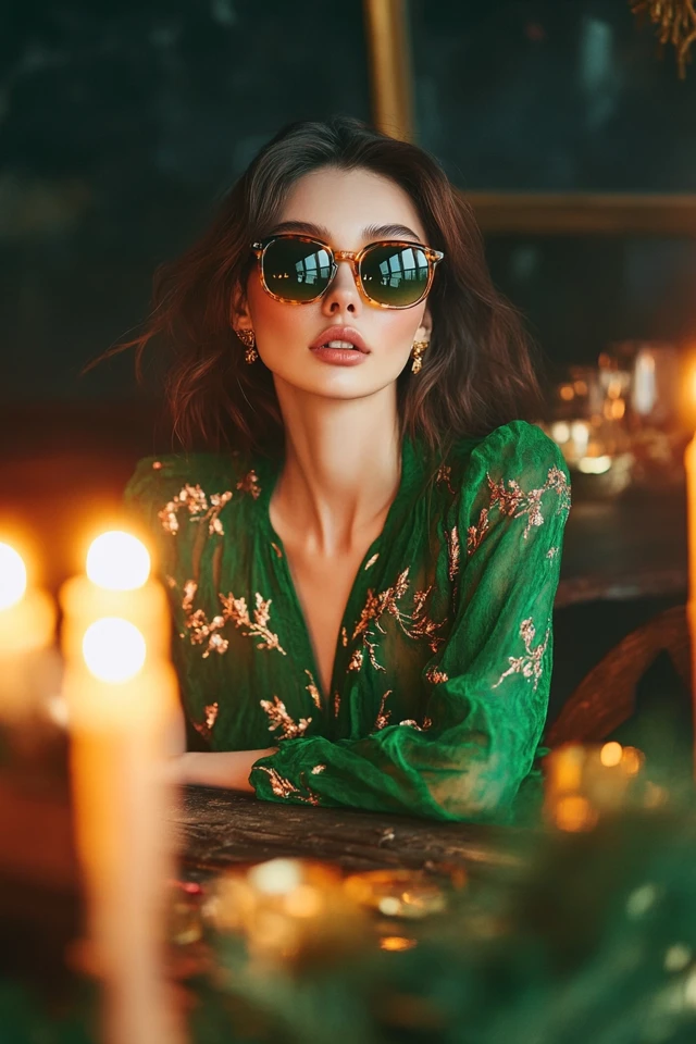 Festive Emerald Green Blouses for Family Gatherings: Elegance and Warmth for Every Occasion - photo 3
