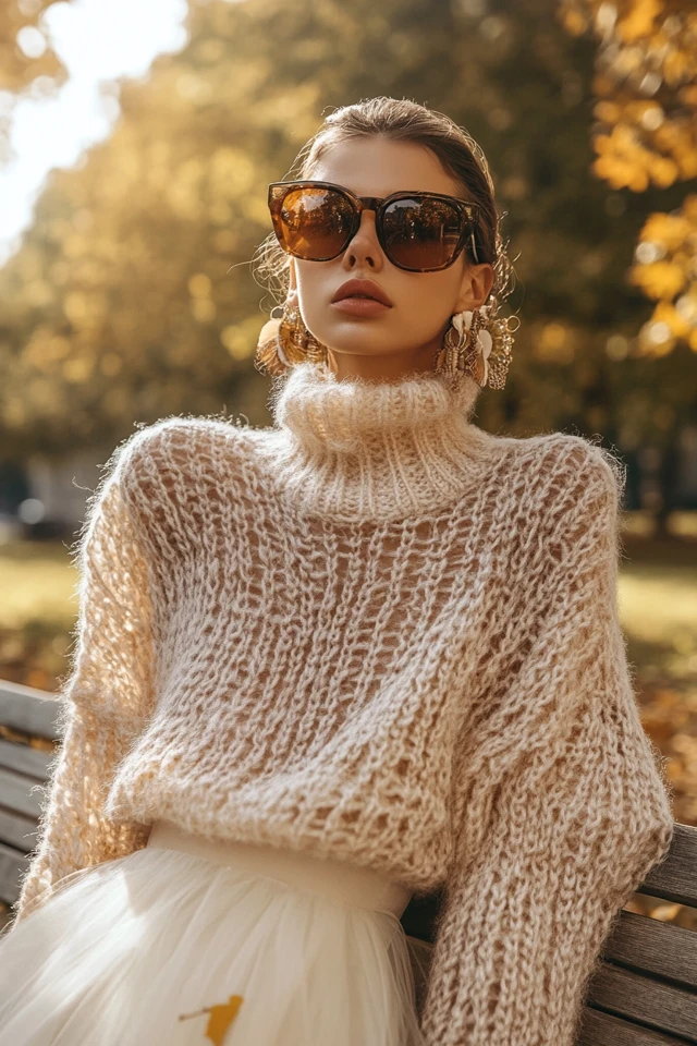 Chunky Knits and Sheer Fabrics in Layered Outfits - photo 3