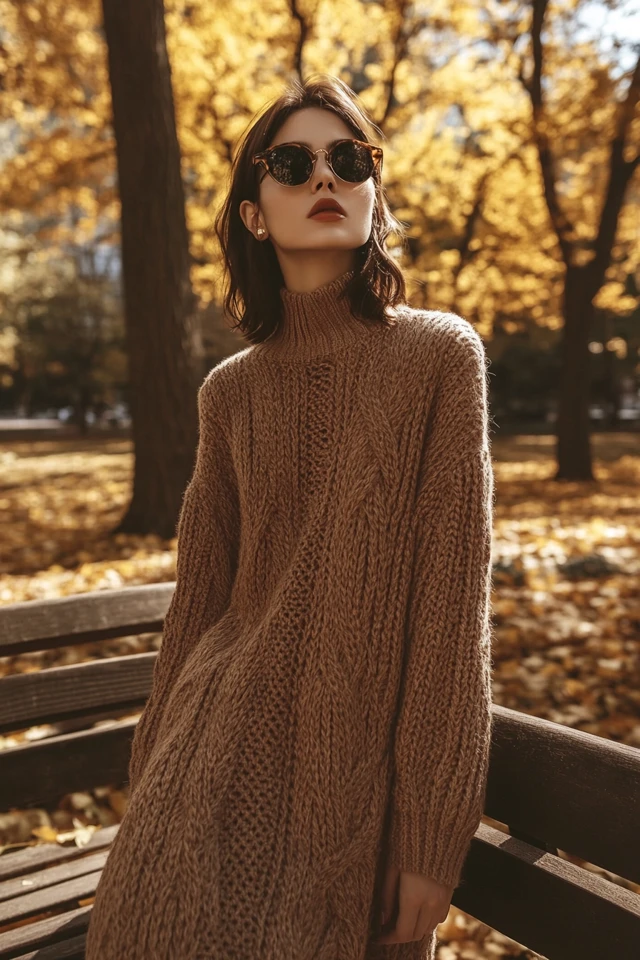 Earthy Tones in Oversized Knit Dresses for Fall Layers - photo 3