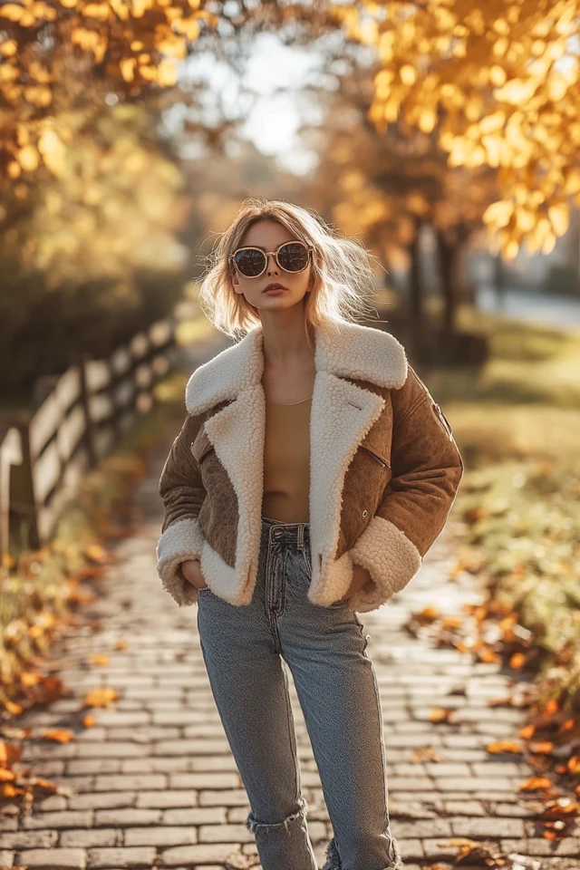 Layered Shearling Jackets for Fall Coolness - photo 3
