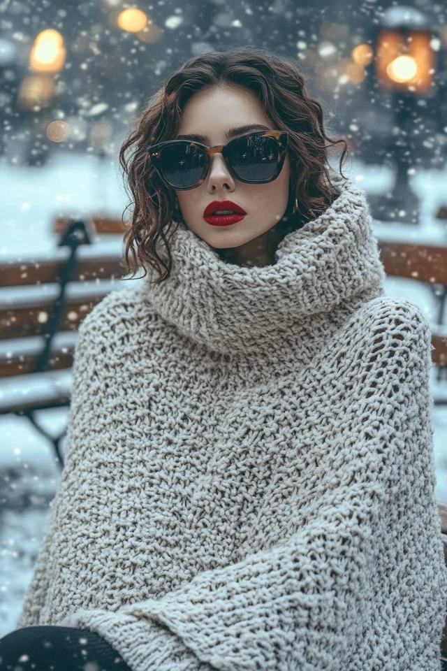Oversized Knit Ponchos for Winter Cozy Looks - photo 3