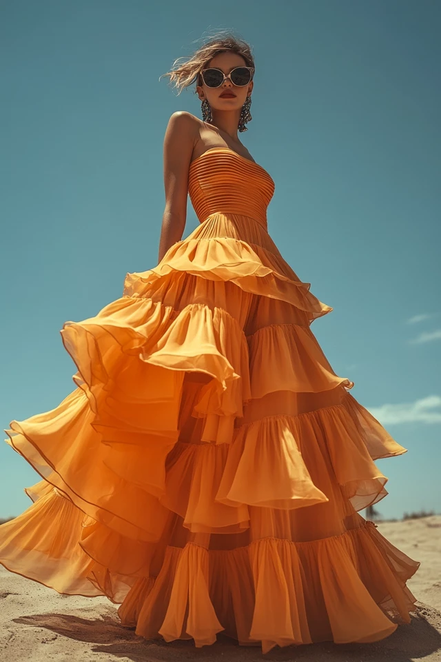 Tiered Maxi Skirts with High-Waist Fits - photo 3