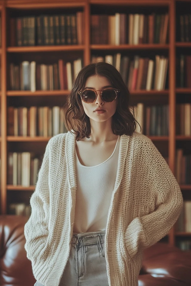 Casual Library Study Styles with Cardigans and Flats: Cozy Chic for Every Study Session - photo 3
