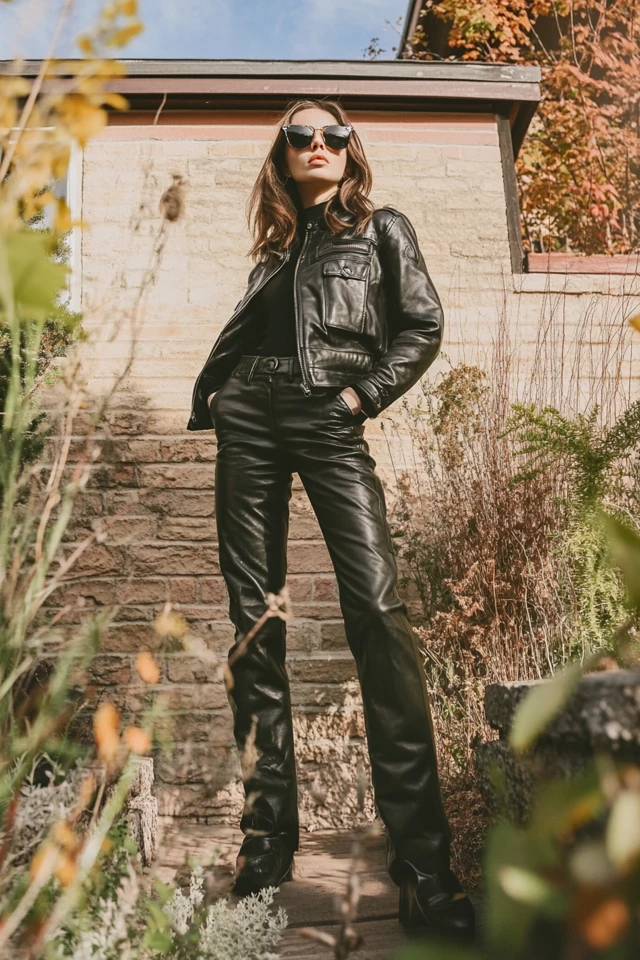 Fitted Leather Pants for Dry, Crisp Weather: Edgy, Sleek, and Perfectly Seasonal