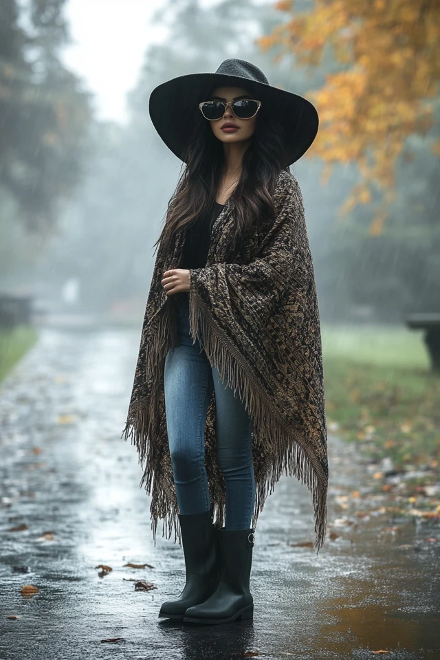 Layered Poncho Wraps for Rainy Fall Afternoons - photo 3