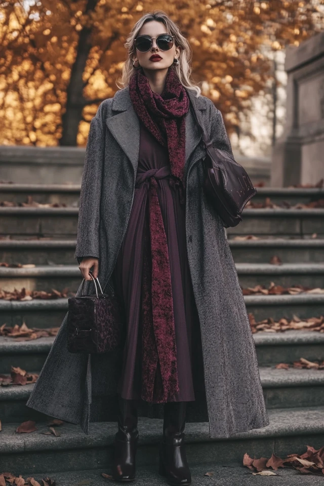 Grey and Plum Outfit Ideas for Cozy Fall Dresses - photo 3