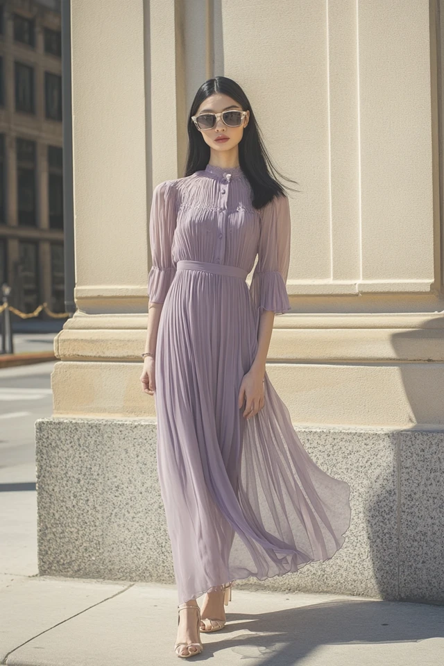 Pairing Warm Beige with Cool Lavender in Dresses - photo 3