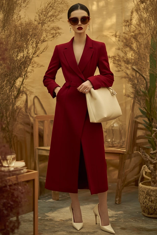 How to Style Deep Wine Red with Cream Accessories - photo 3