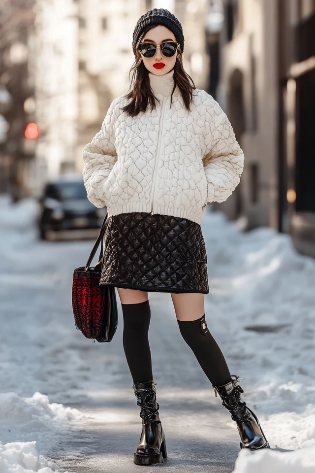 Quilted Skirts for Winter Street Style - photo 3
