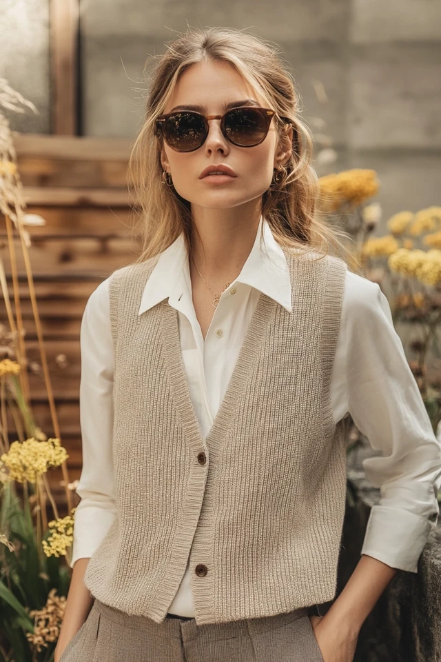 Sleeveless Knit Vests for Layered Spring Outfits - photo 3