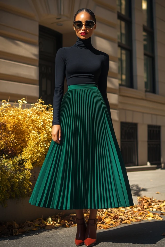 Pleated Midi Skirts in Jewel Tones for Fall - photo 3