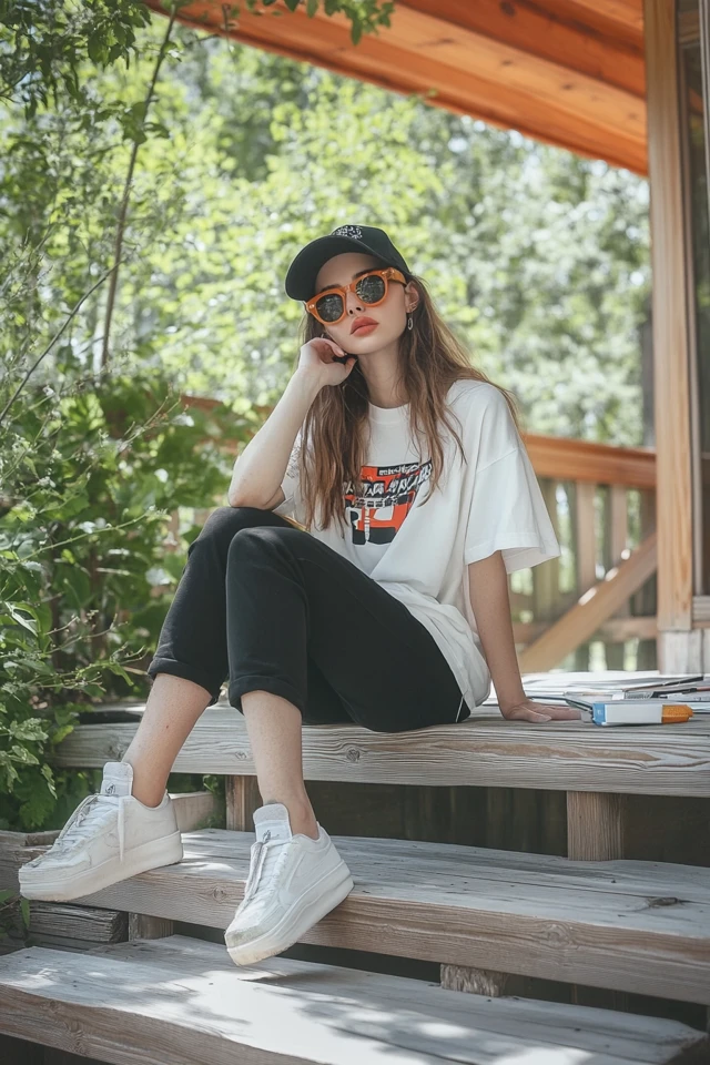 Relaxed Study Session Styles with Oversized Tees - photo 3