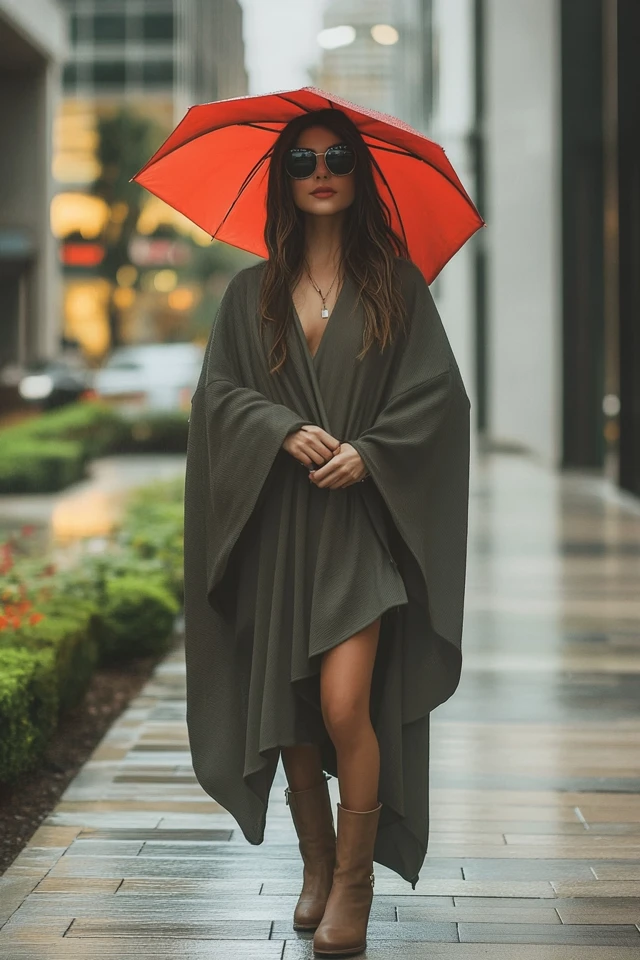 Easy-to-Layer Poncho Dresses for Mild Showers - photo 3