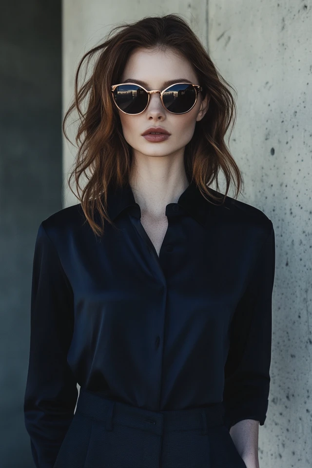 Navy and Rose Gold Blouses for a Modern Look - photo 3