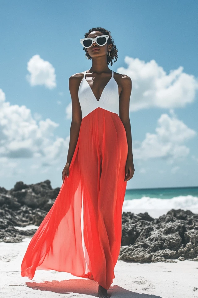 Coral and White in Stylish Vacation Maxi Dresses - photo 3