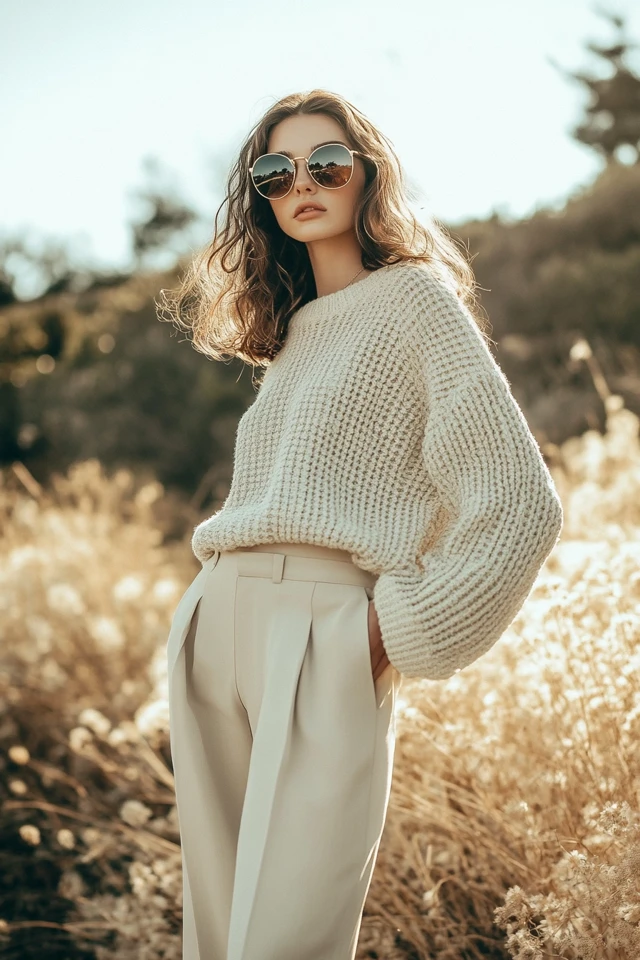 Wide-Leg Pants with Light Sweaters for Spring Comfort: Relaxed, Versatile, and Stylish - photo 3