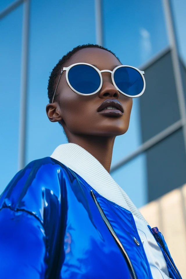 Mixing Cool White and Bold Cobalt in Statement Jackets - photo 3