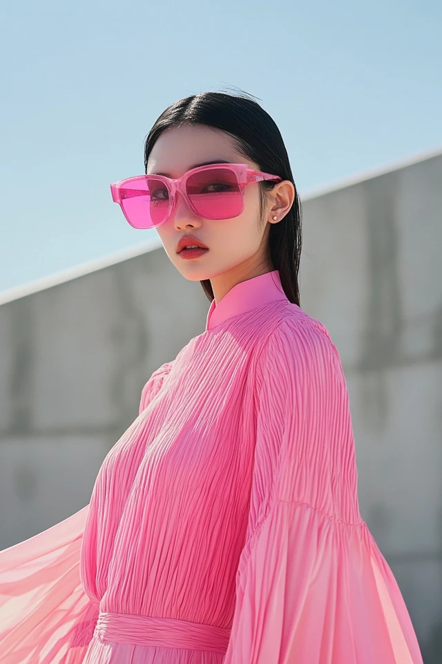 Monochrome Pink Outfits with Layered Textures - photo 3