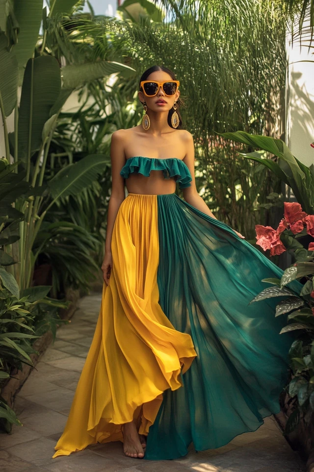 Aqua and Mustard Combinations for Bright Vacation Dresses - photo 3