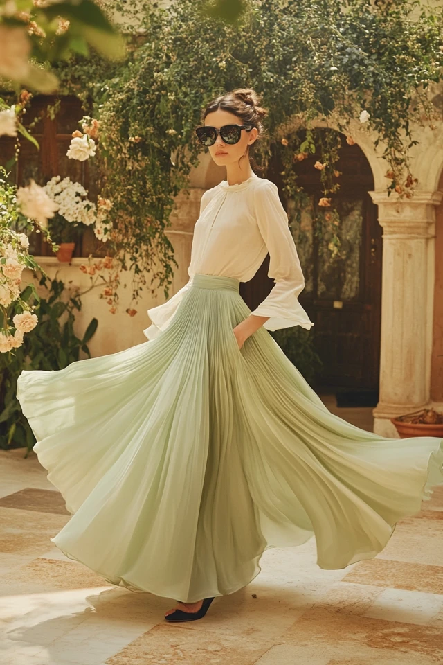 Soft Green and Warm Cream in Feminine Skirts: A Fresh and Elegant Pairing - photo 2