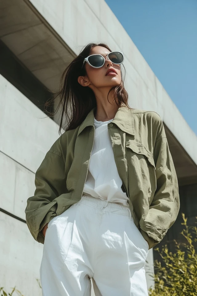 Crisp White and Soft Olive Outfits for Transitional Seasons - photo 6
