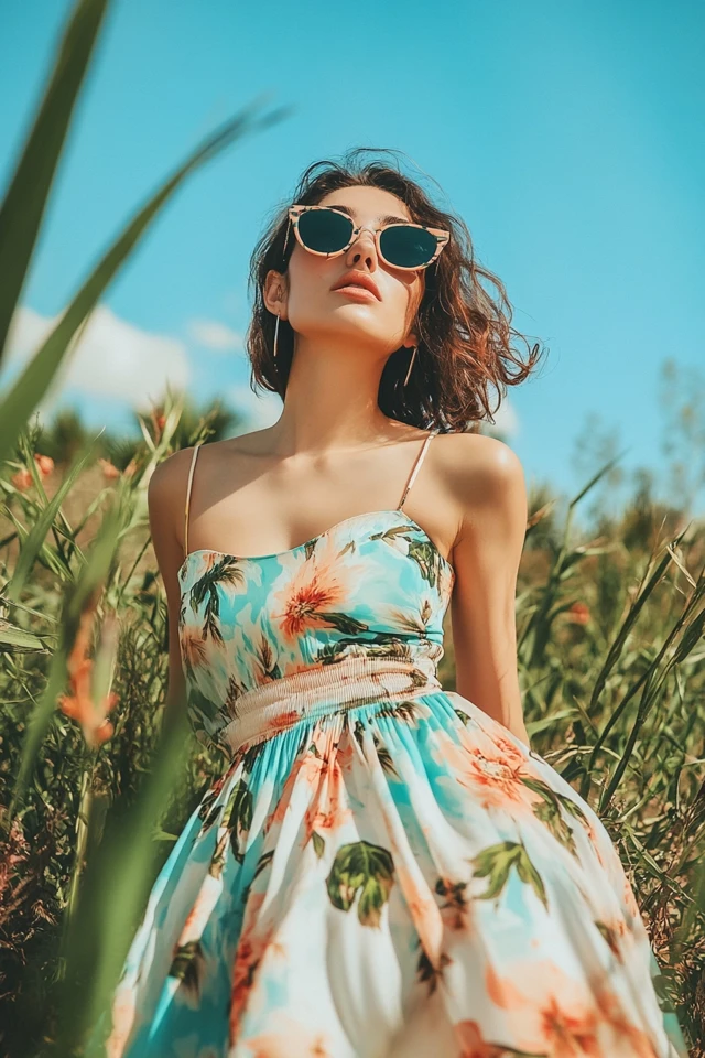 Mixing Aqua and Warm Peach in Playful Maxi Skirts - photo 3