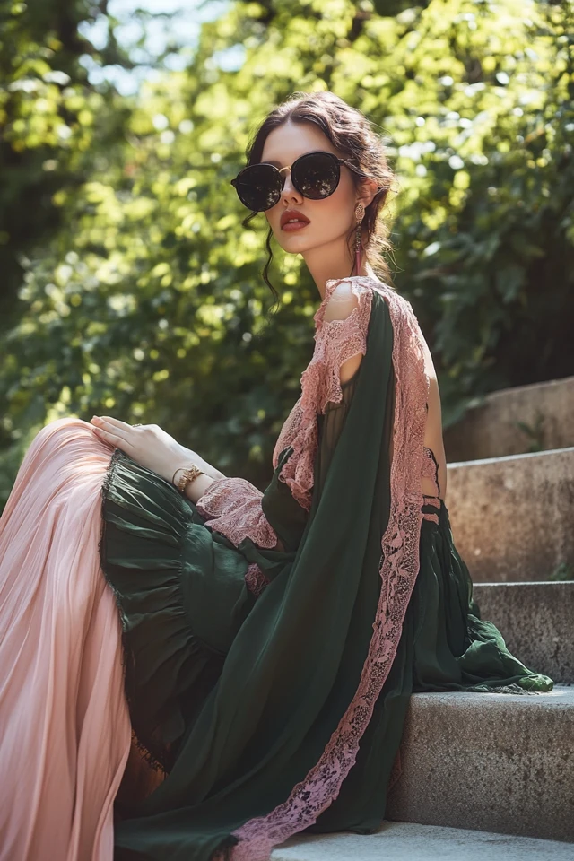 Forest Green and Dusty Rose: Styling Romantic Day Dresses - photo 7