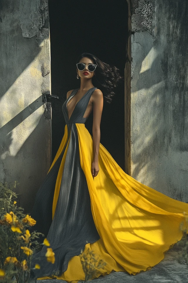 Vibrant Yellow and Charcoal Grey: Styling Bold Evening Dresses That Turn Heads - photo 6
