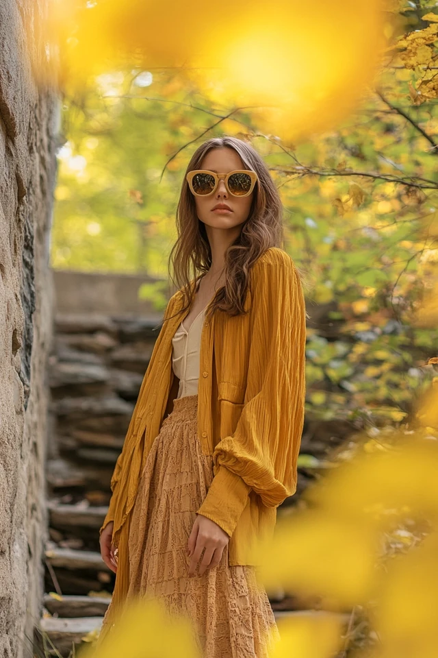 Light Yellow and Rust Layers for Fall Dresses: A Harmonious and Cozy Palette - photo 7