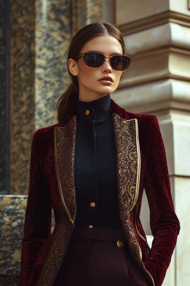 Rich Burgundy and Gold Accents for Statement Outerwear - photo 7