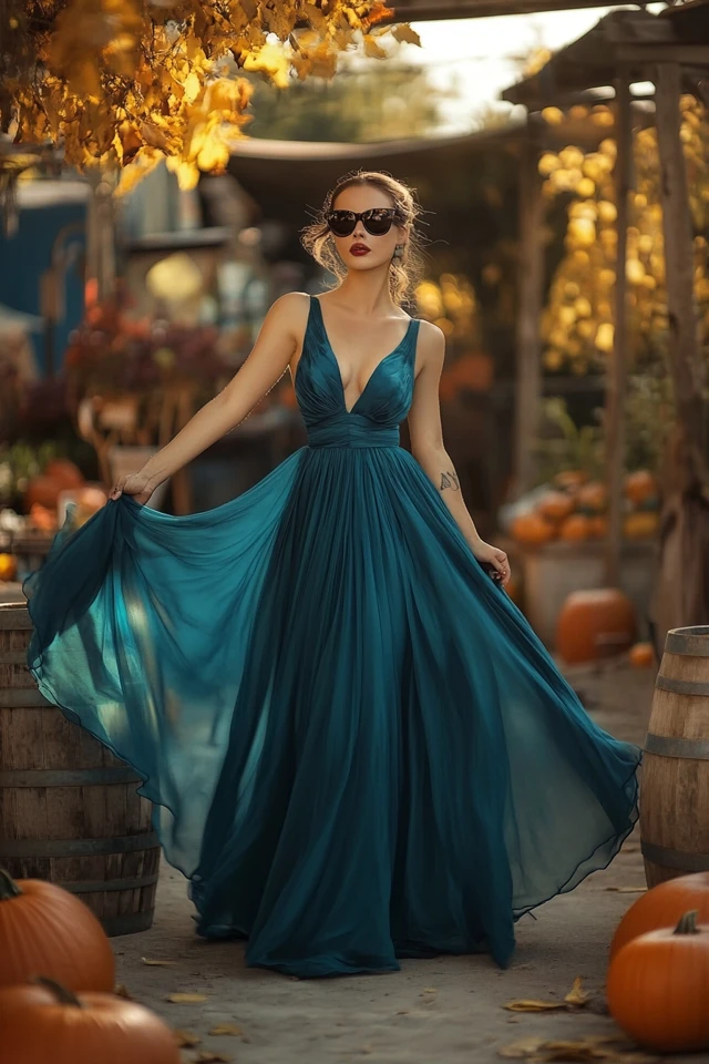 Rich Teal Dresses for Fall Harvest Festivals: A Vibrant and Seasonal Choice - photo 7