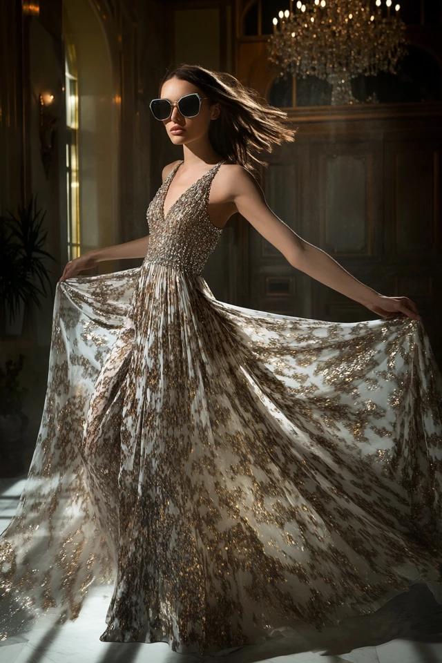 Chiffon and Metallics for Sophisticated Evening Looks: A Perfect Balance of Elegance and Glamour - photo 6